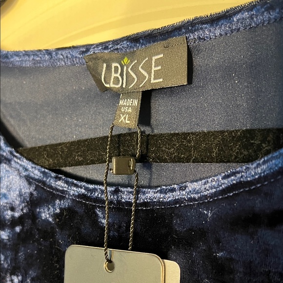LBisse Women's Midnight Blue Velvet Blouse - Picture 2 of 3